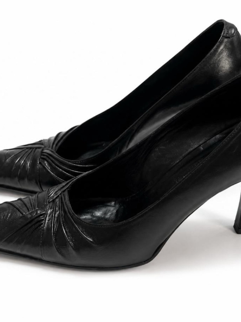 Vintage Via Spiga Made Italy Classic Black Leather Pointed-Toe Pumps - Picture 3 of 7